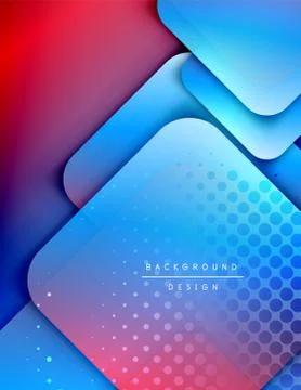 Rounded squares shapes composition geometric abstract background. 3D shadow Stock Illustration