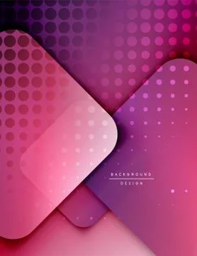 Rounded squares shapes composition geometric abstract background. 3D shadow Stock Illustration