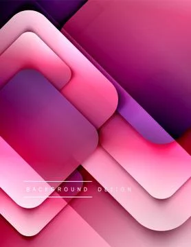 Rounded squares shapes composition geometric abstract background. 3D shadow Stock Illustration