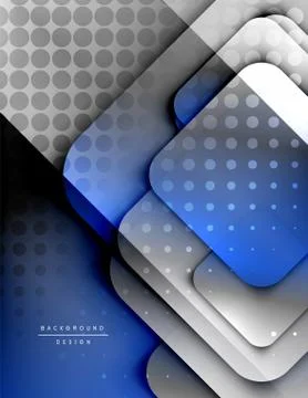 Rounded squares shapes composition geometric abstract background. 3D shadow イラスト素材