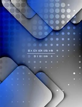 Rounded squares shapes composition geometric abstract background. 3D shadow Stock Illustration