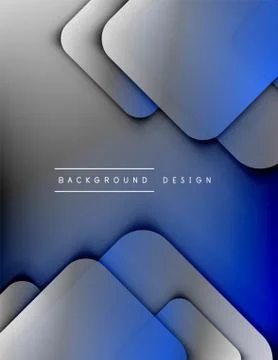 Rounded squares shapes composition geometric abstract background. 3D shadow Stock Illustration