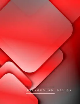 Rounded squares shapes composition geometric abstract background. 3D shadow Stock Illustration