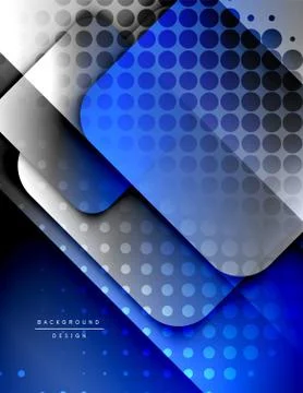 Rounded squares shapes composition geometric abstract background. 3D shadow Stock Illustration