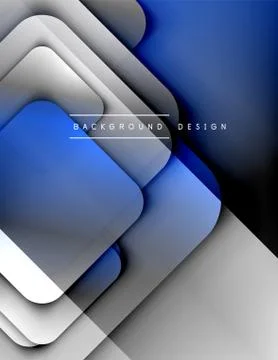 Rounded squares shapes composition geometric abstract background. 3D shadow 스톡 일러스트