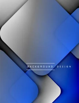 Rounded squares shapes composition geometric abstract background. 3D shadow Stock Illustration