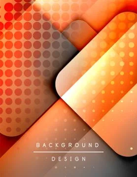 Rounded squares shapes composition geometric abstract background. 3D shadow Stock Illustration