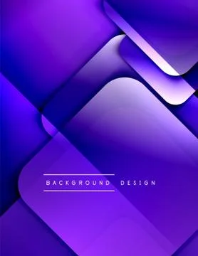Rounded squares shapes composition geometric abstract background. 3D shadow Stock Illustration