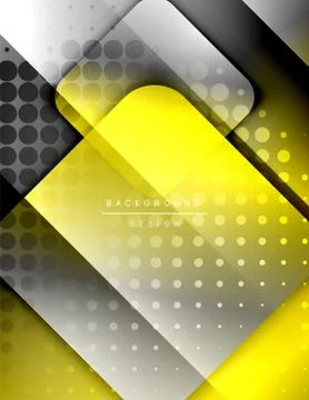 Rounded squares shapes composition geometric abstract background. 3D shadow Stock Illustration