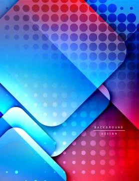 Rounded squares shapes composition geometric abstract background. 3D shadow Illustrazione stock