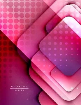 Rounded squares shapes composition geometric abstract background. 3D shadow Stock Illustration