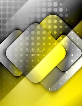 Rounded squares shapes composition geometric abstract background. 3D shadow Stock Illustration