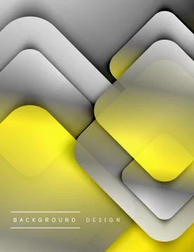 Rounded squares shapes composition geometric abstract background. 3D shadow Stock Illustration