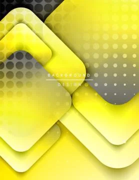 Rounded squares shapes composition geometric abstract background. 3D shadow Stock Illustration