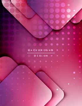 Rounded squares shapes composition geometric abstract background. 3D shadow Stock Illustration