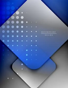 Rounded squares shapes composition geometric abstract background. 3D shadow Stock Illustration