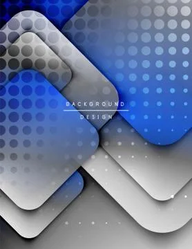 Rounded squares shapes composition geometric abstract background. 3D shadow Illustrazione stock