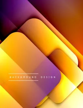 Rounded squares shapes composition geometric abstract background. 3D shadow Stock Illustration