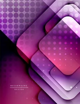 Rounded squares shapes composition geometric abstract background. 3D shadow Stock Illustration