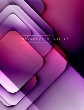 Rounded squares shapes composition geometric abstract background. 3D shadow Stock Illustration
