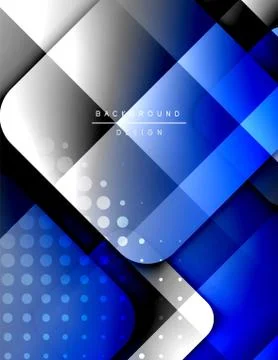 Rounded squares shapes composition geometric abstract background. 3D shadow Stock Illustration