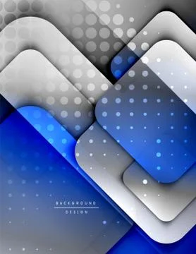 Rounded squares shapes composition geometric abstract background. 3D shadow 스톡 일러스트