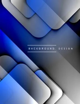 Rounded squares shapes composition geometric abstract background. 3D shadow Stock Illustration