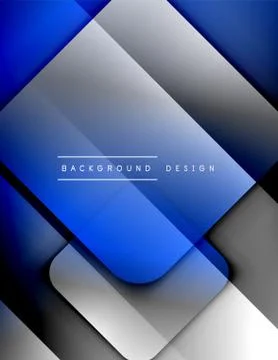 Rounded squares shapes composition geometric abstract background. 3D shadow Stock Illustration