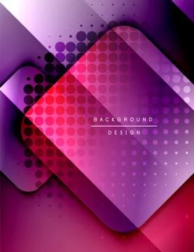 Rounded squares shapes composition geometric abstract background. 3D shadow Stock Illustration