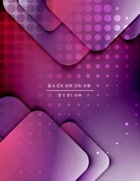 Rounded squares shapes composition geometric abstract background. 3D shadow Stock Illustration
