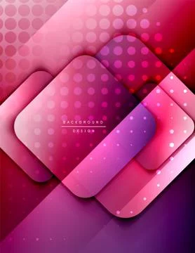 Rounded squares shapes composition geometric abstract background. 3D shadow Stock Illustration