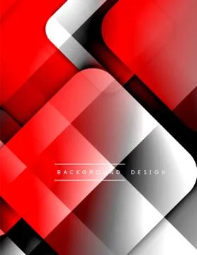 Rounded squares shapes composition geometric abstract background. 3D shadow Stock Illustration