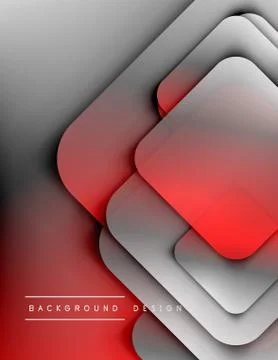 Rounded squares shapes composition geometric abstract background. 3D shadow Stock Illustration
