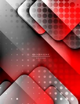 Rounded squares shapes composition geometric abstract background. 3D shadow Stock Illustration