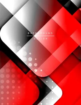 Rounded squares shapes composition geometric abstract background. 3D shadow Stock Illustration
