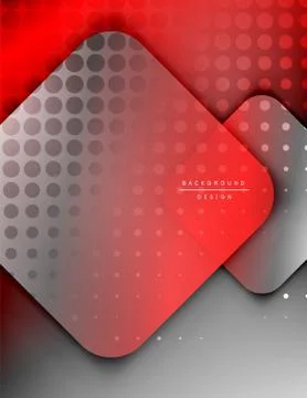 Rounded squares shapes composition geometric abstract background. 3D shadow Stock Illustration