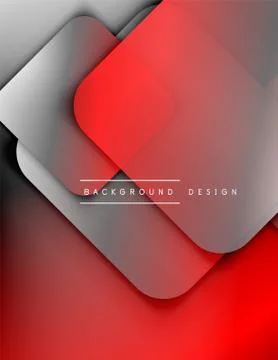 Rounded squares shapes composition geometric abstract background. 3D shadow Stock Illustration