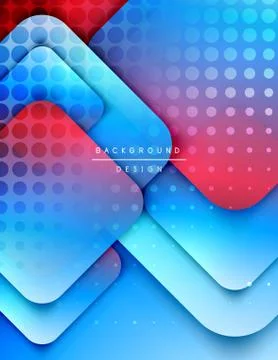 Rounded squares shapes composition geometric abstract background. 3D shadow Illustrazione stock