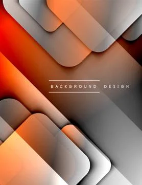 Rounded squares shapes composition geometric abstract background. 3D shadow Illustrazione stock