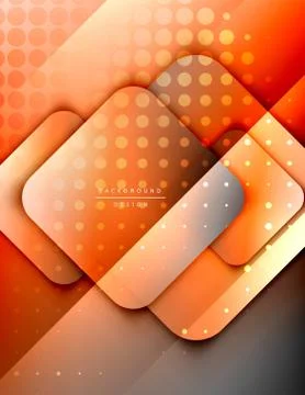 Rounded squares shapes composition geometric abstract background. 3D shadow Stock Illustration