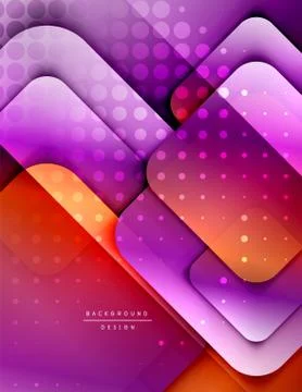 Rounded squares shapes composition geometric abstract background. 3D shadow Stock Illustration