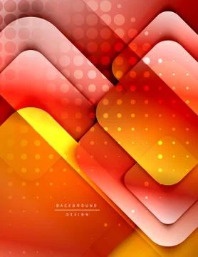Rounded squares shapes composition geometric abstract background. 3D shadow Stock Illustration