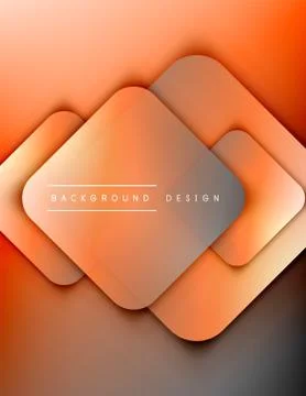 Rounded squares shapes composition geometric abstract background. 3D shadow Illustrazione stock