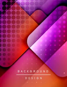 Rounded squares shapes composition geometric abstract background. 3D shadow Stock Illustration
