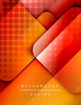 Rounded squares shapes composition geometric abstract background. 3D shadow Stock Illustration