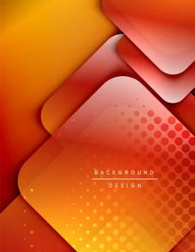 Rounded squares shapes composition geometric abstract background. 3D shadow Stock Illustration