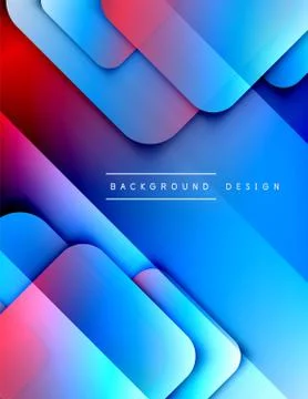Rounded squares shapes composition geometric abstract background. 3D shadow Stock Illustration