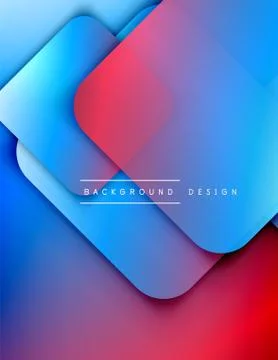 Rounded squares shapes composition geometric abstract background. 3D shadow Stock Illustration