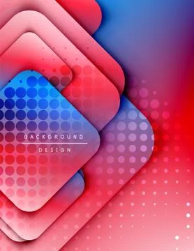 Rounded squares shapes composition geometric abstract background. 3D shadow Stock Illustration