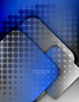 Rounded squares shapes composition geometric abstract background. 3D shadow Stock Illustration